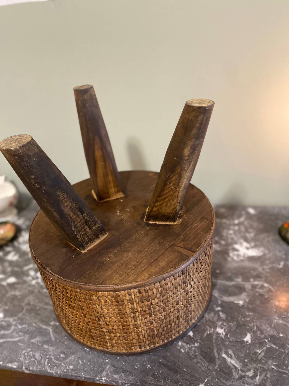 Wood and wicker stool