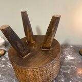 Wooden and wicker stool