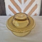 Amber glass butter dish, 1940