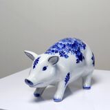Small vintage Dutch porcelain Delft blue pig collection