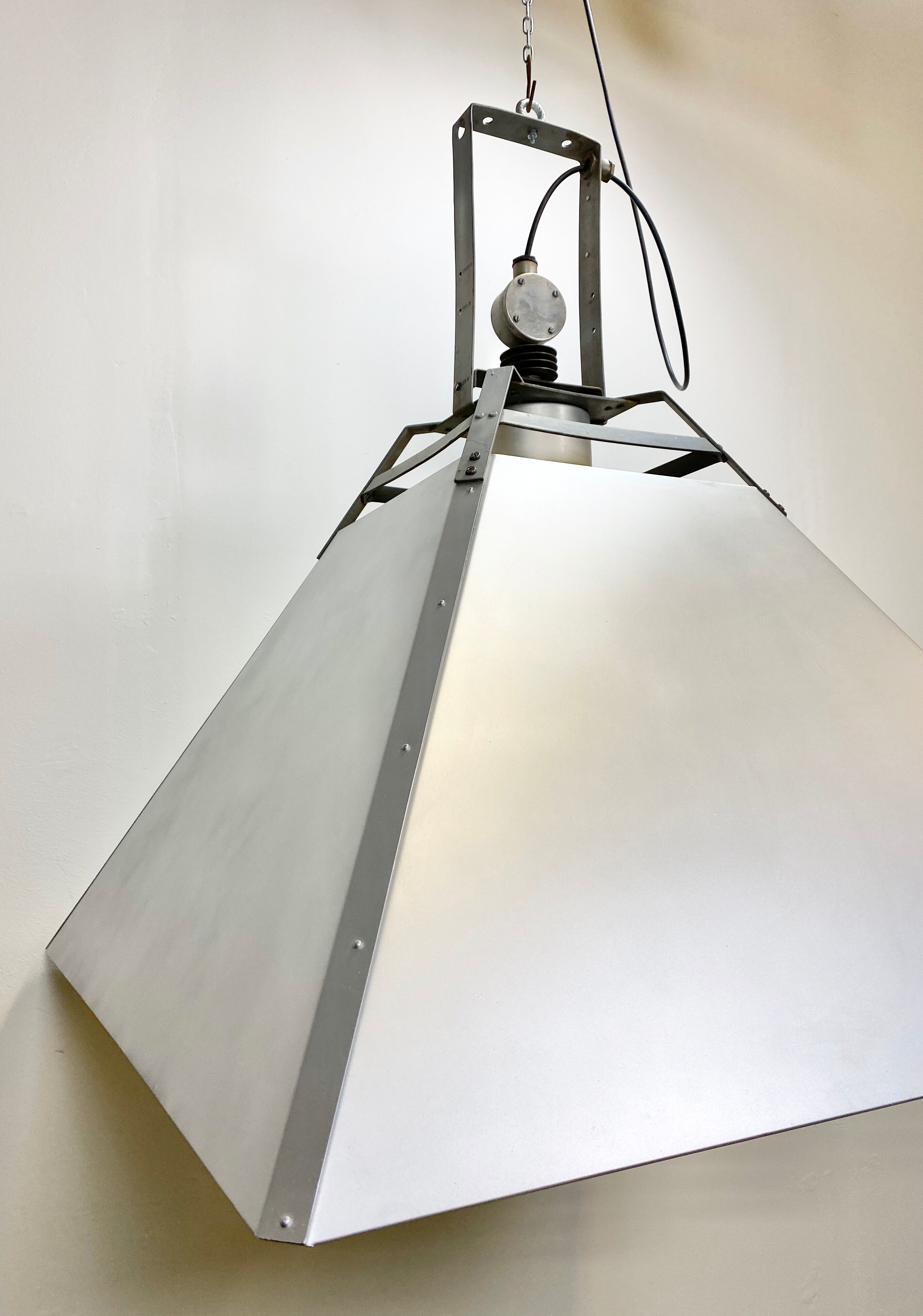 Silver industrial ceiling lamp, 1970s