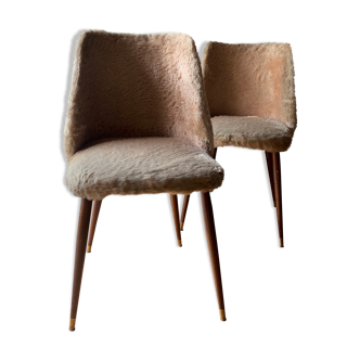 Set of two chairs vintage Scandinavian 1960 fur