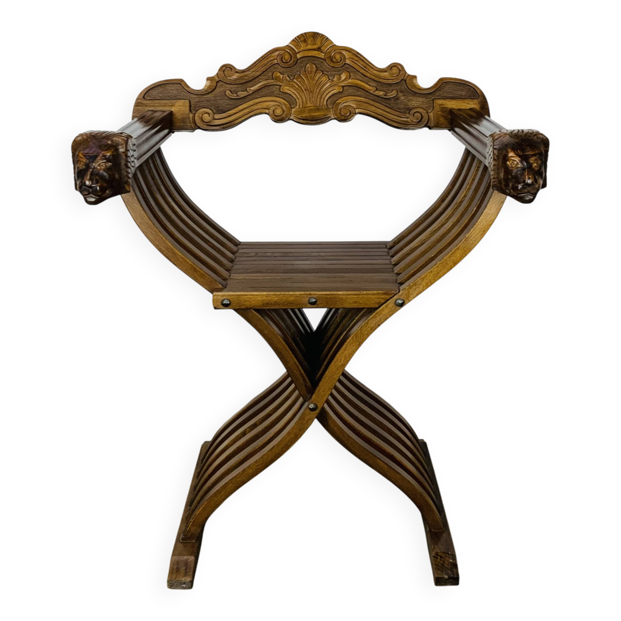 Florentine Savonarola folding chair, wood, Renaissance style