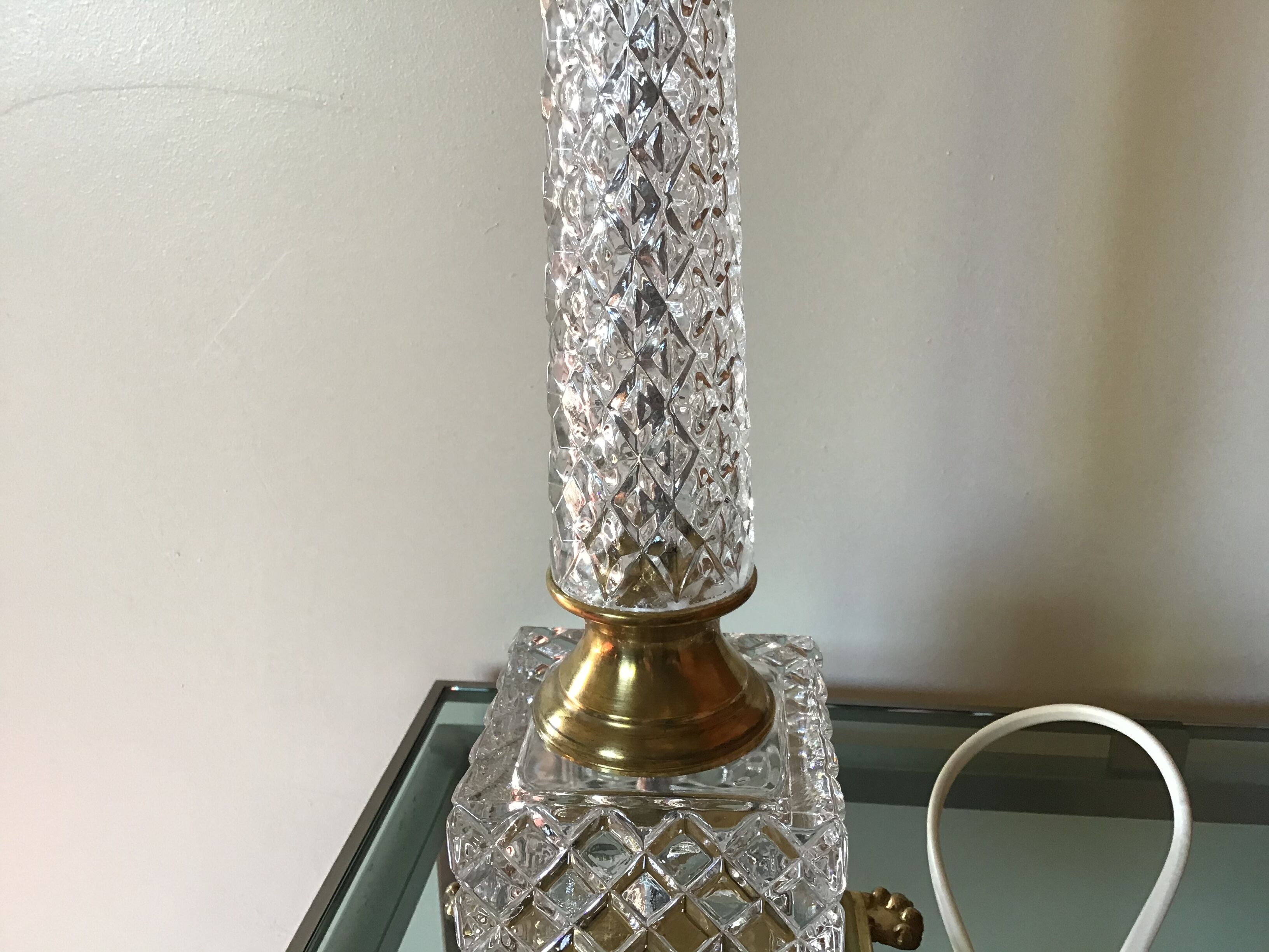 Brass and crystal lamp foot