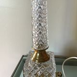 Pied de lampe en laiton et cristal