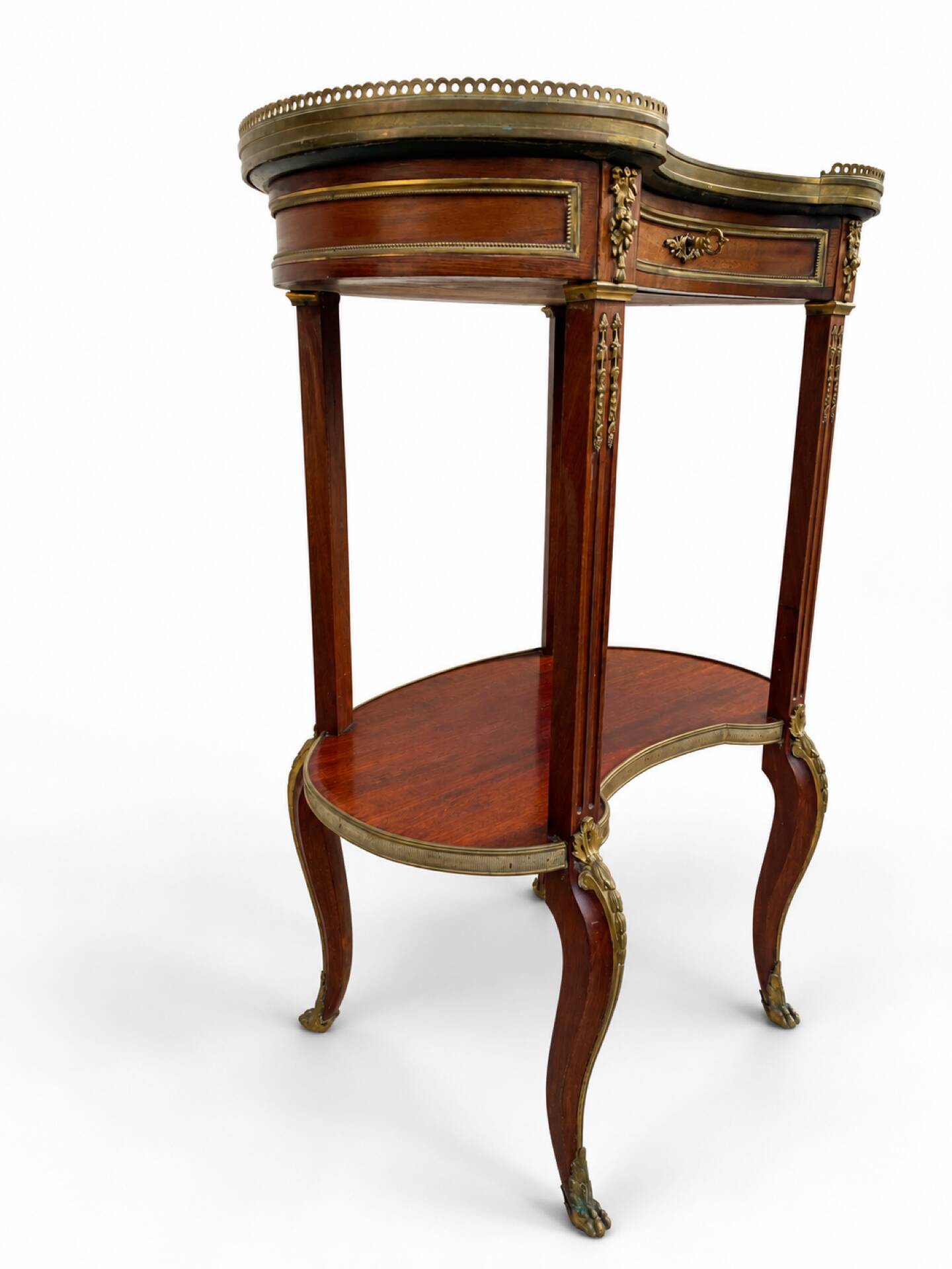 Kidney table in mahogany, brocatelle marble, Louis XV Transition, 19th century.