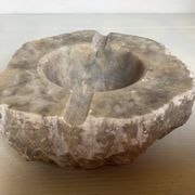 Large ashtray, red veined alabaster pocket tray.