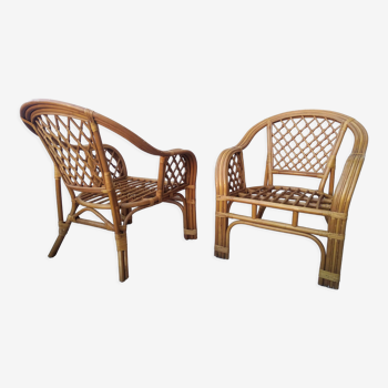 Paire de fauteuils en rotin Vintage