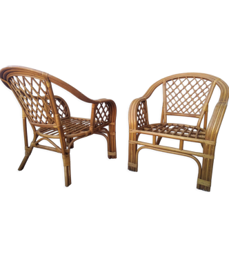 Paire de fauteuils en rotin Vintage