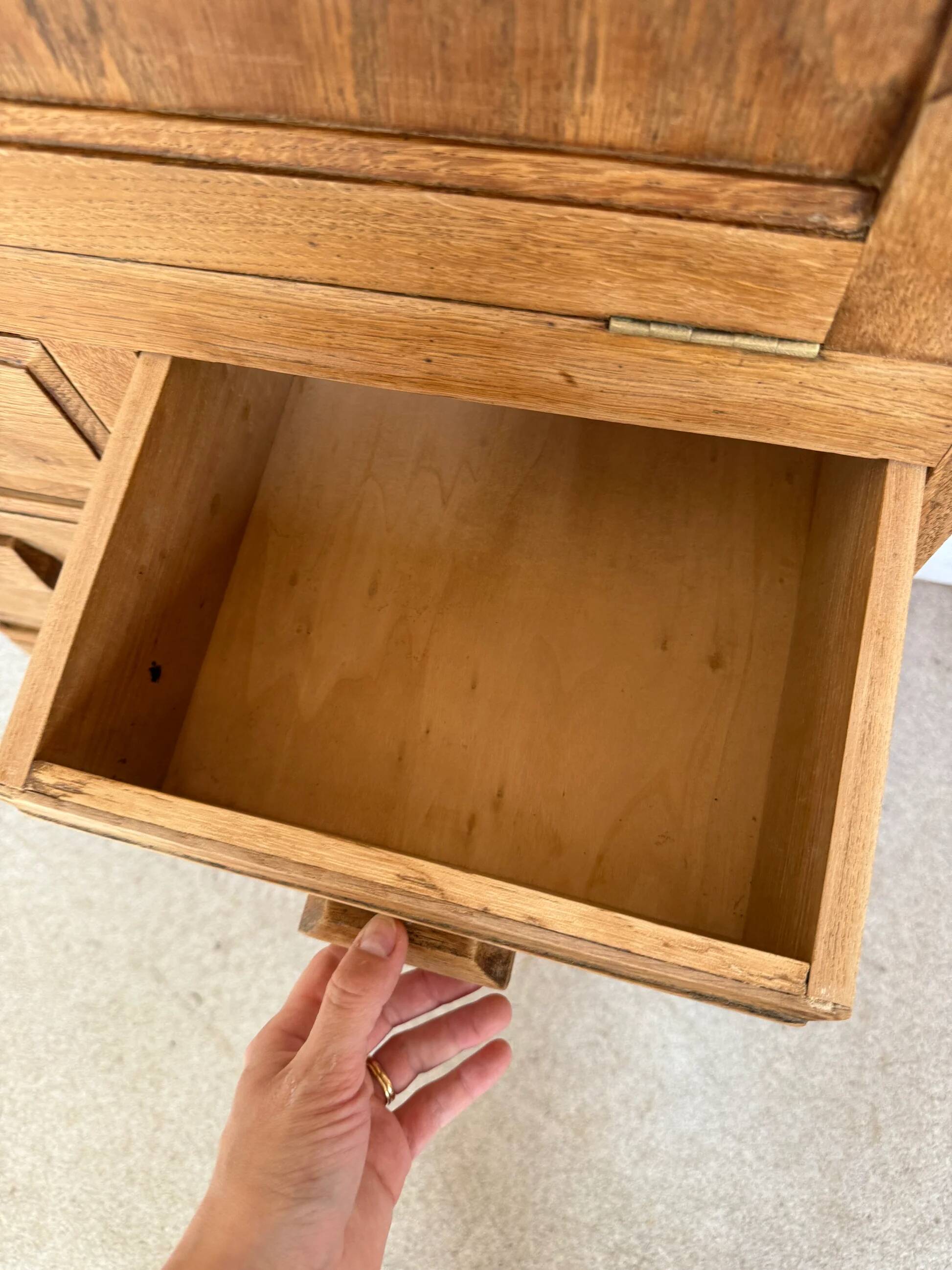 Vintage wooden secretary desk in the style of a professional piece of furniture
