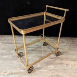 70s brass and gilded bronze serving trolley