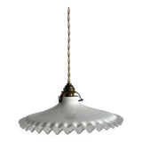 Opaline pendant light with serrated tray