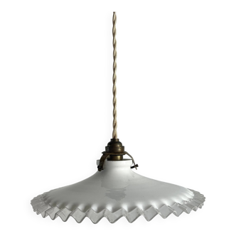 Opaline pendant light with serrated tray