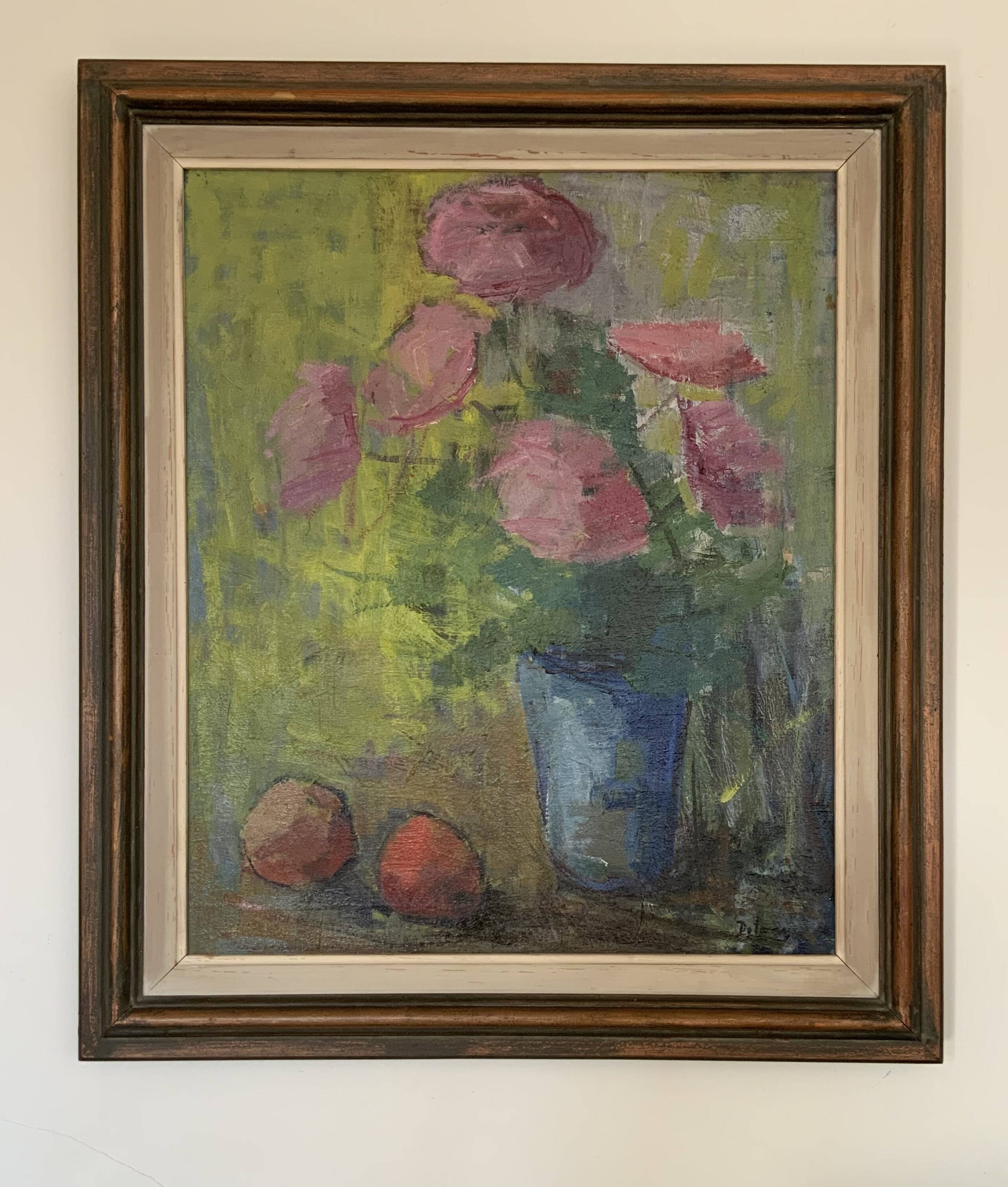 Vintage Original Oil on Canvas Still Life Swedish School 1960s