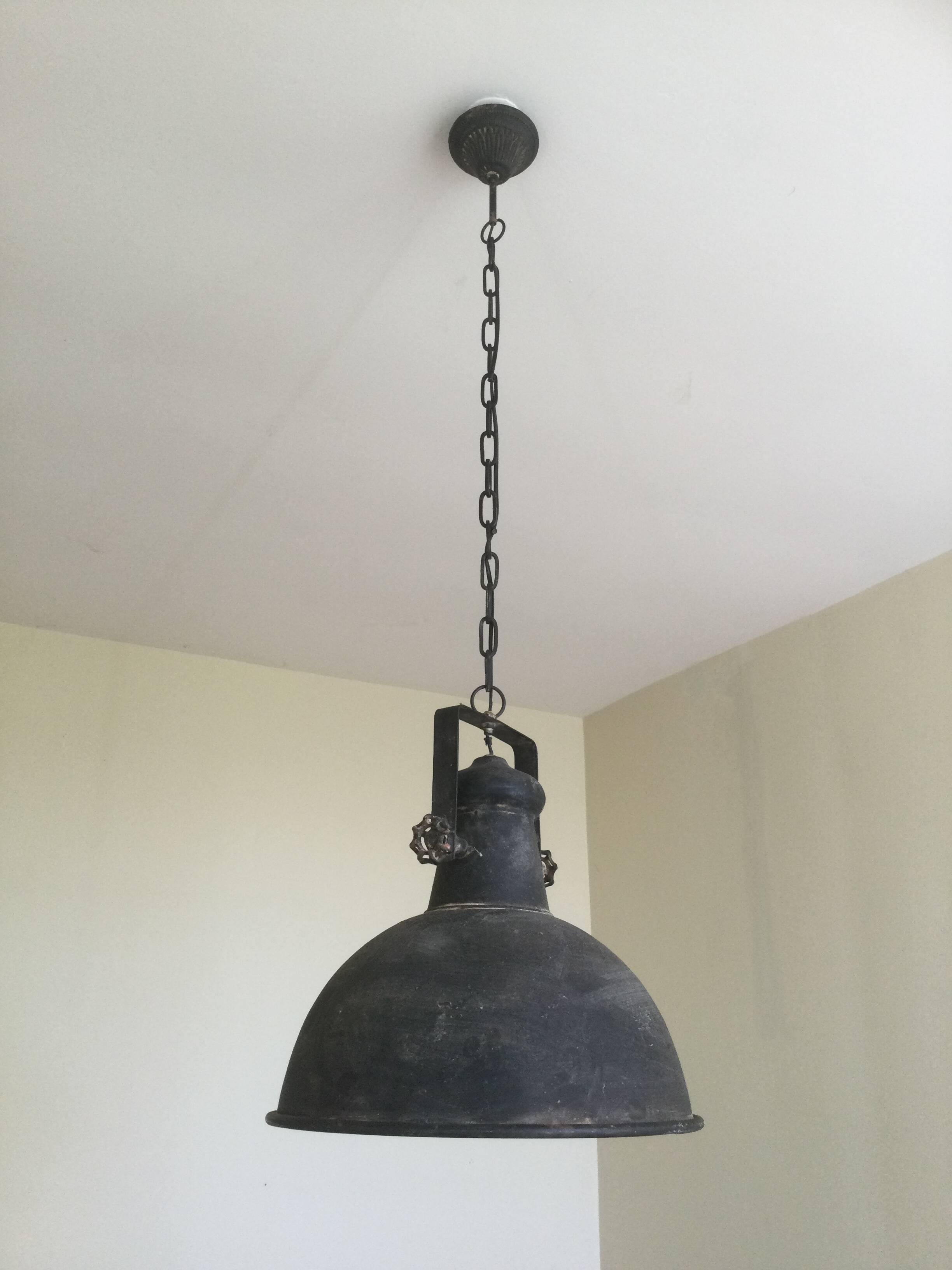 Large round sheet metal pendant light