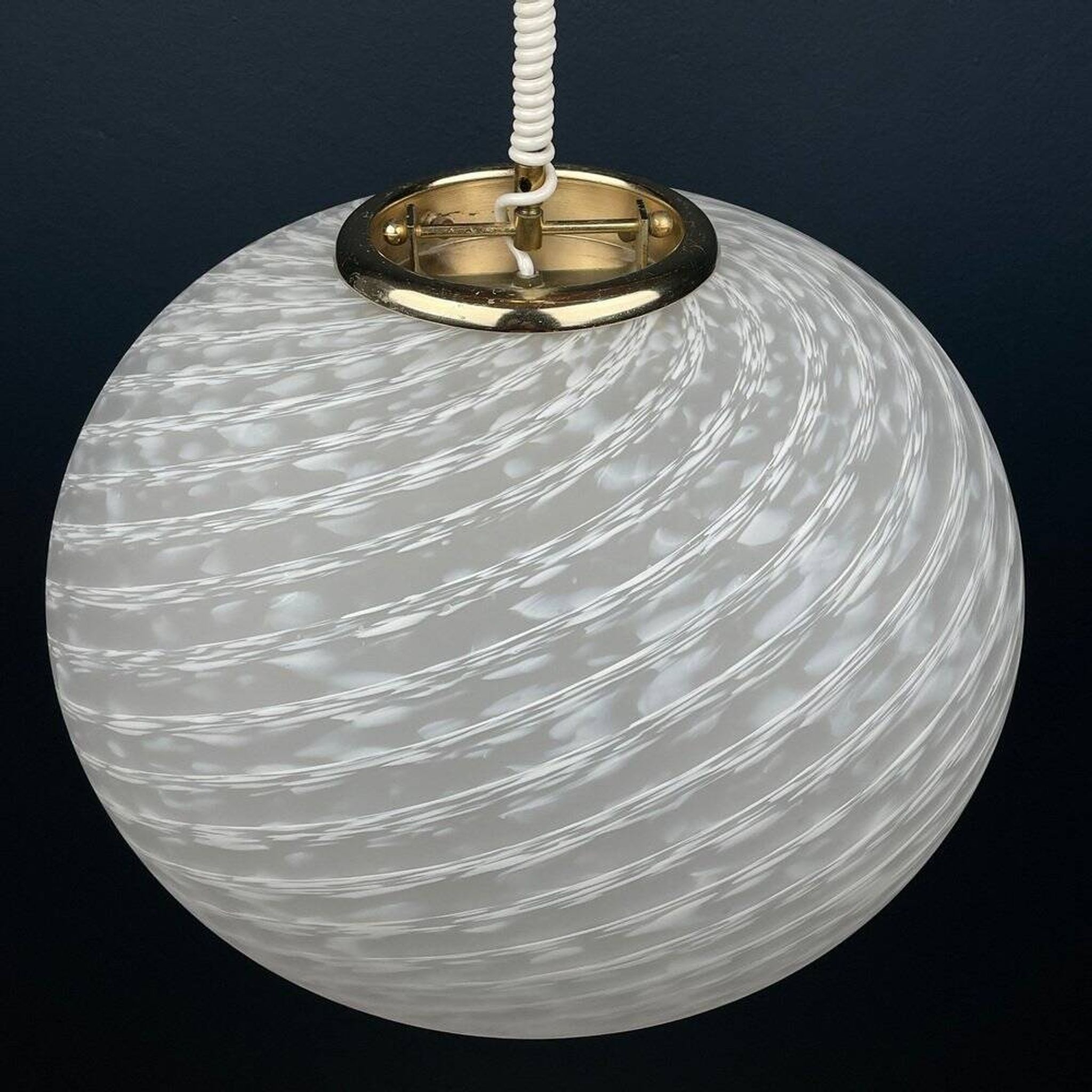 Large swirling Murano glass pendant lamp from Vetri Murano, Italy, 1970s.