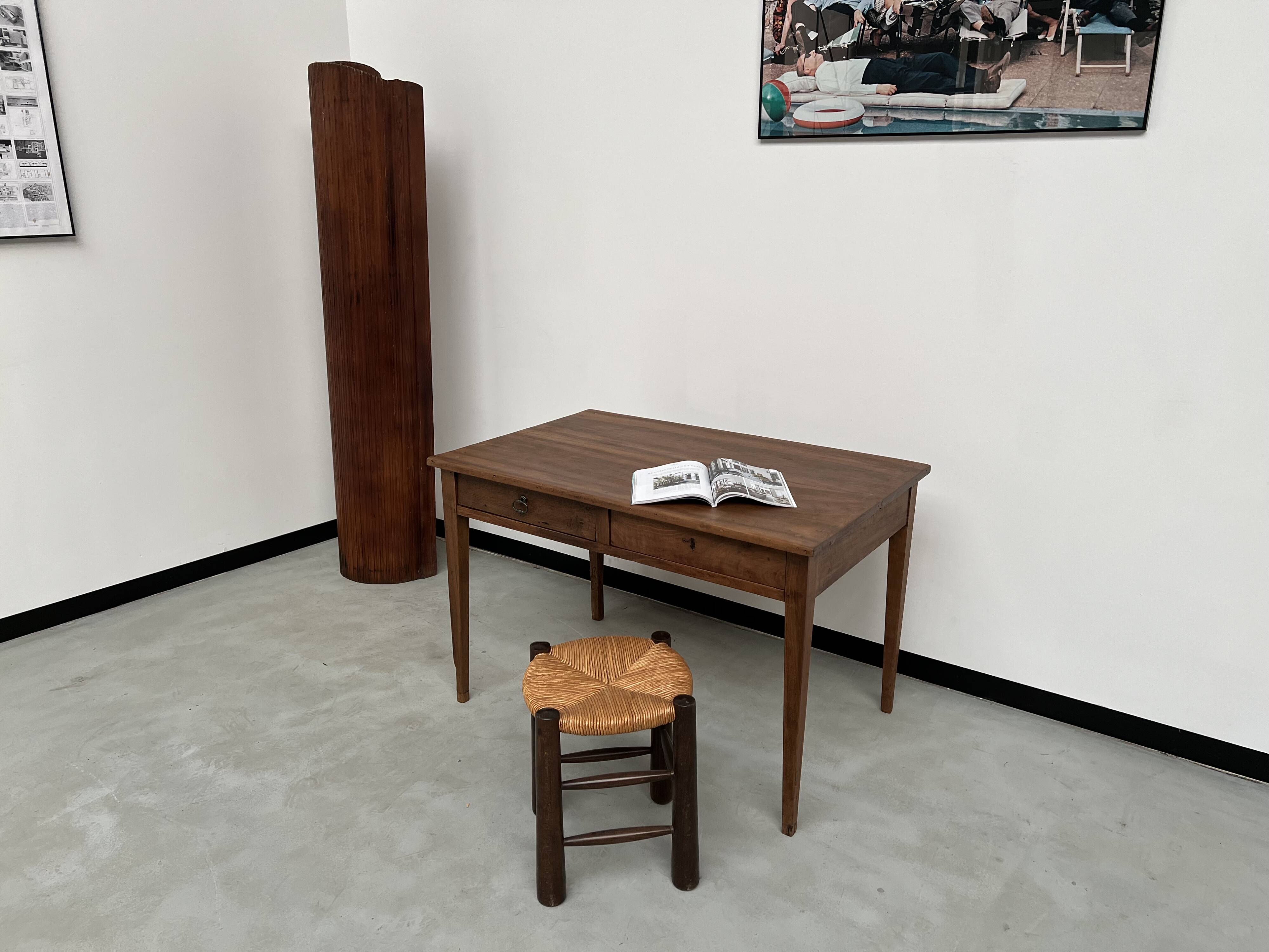 1900 solid walnut desk with two drawers