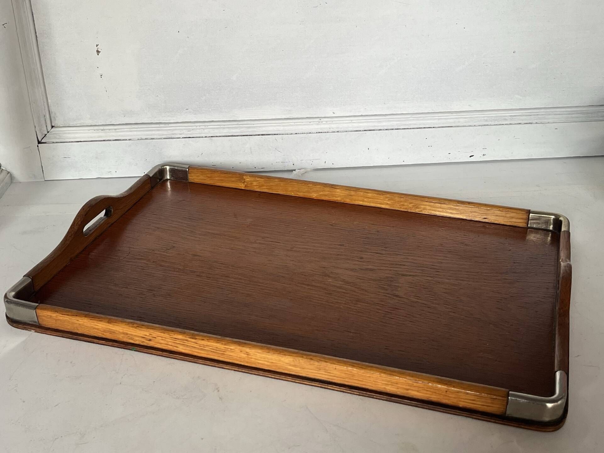 Wood and metal serving tray