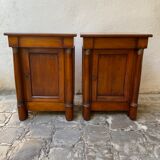 Pair of solid cherry bedside tables empire style