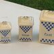 Set of 3 earthenware spice pots geometric pattern art deco period