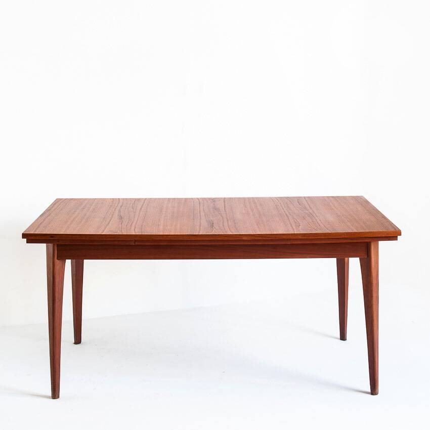 Dining table with two teak extensions. Scandinavian style. Vintage. France 1960s.