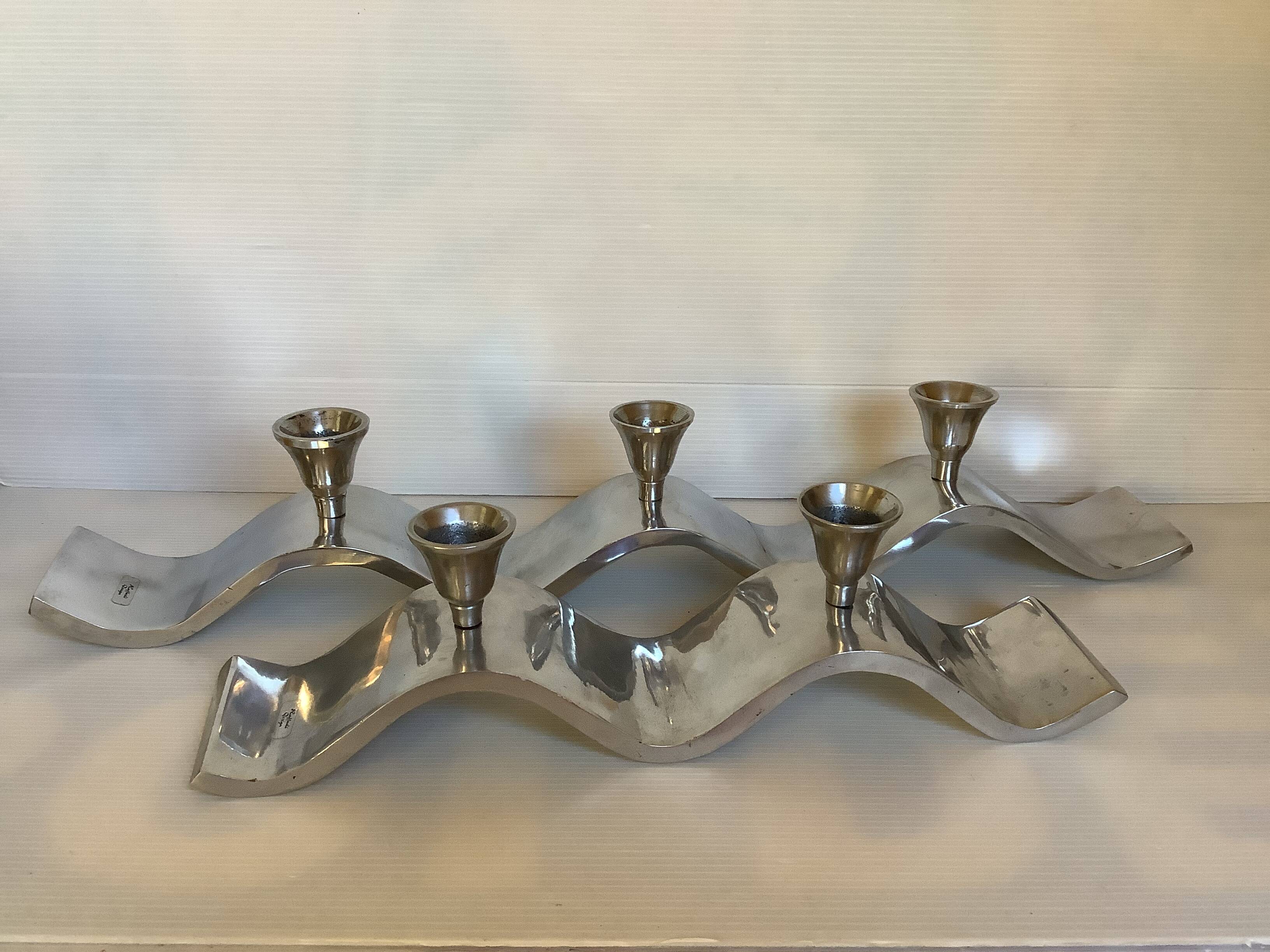 Pair of designer wave candlesticks