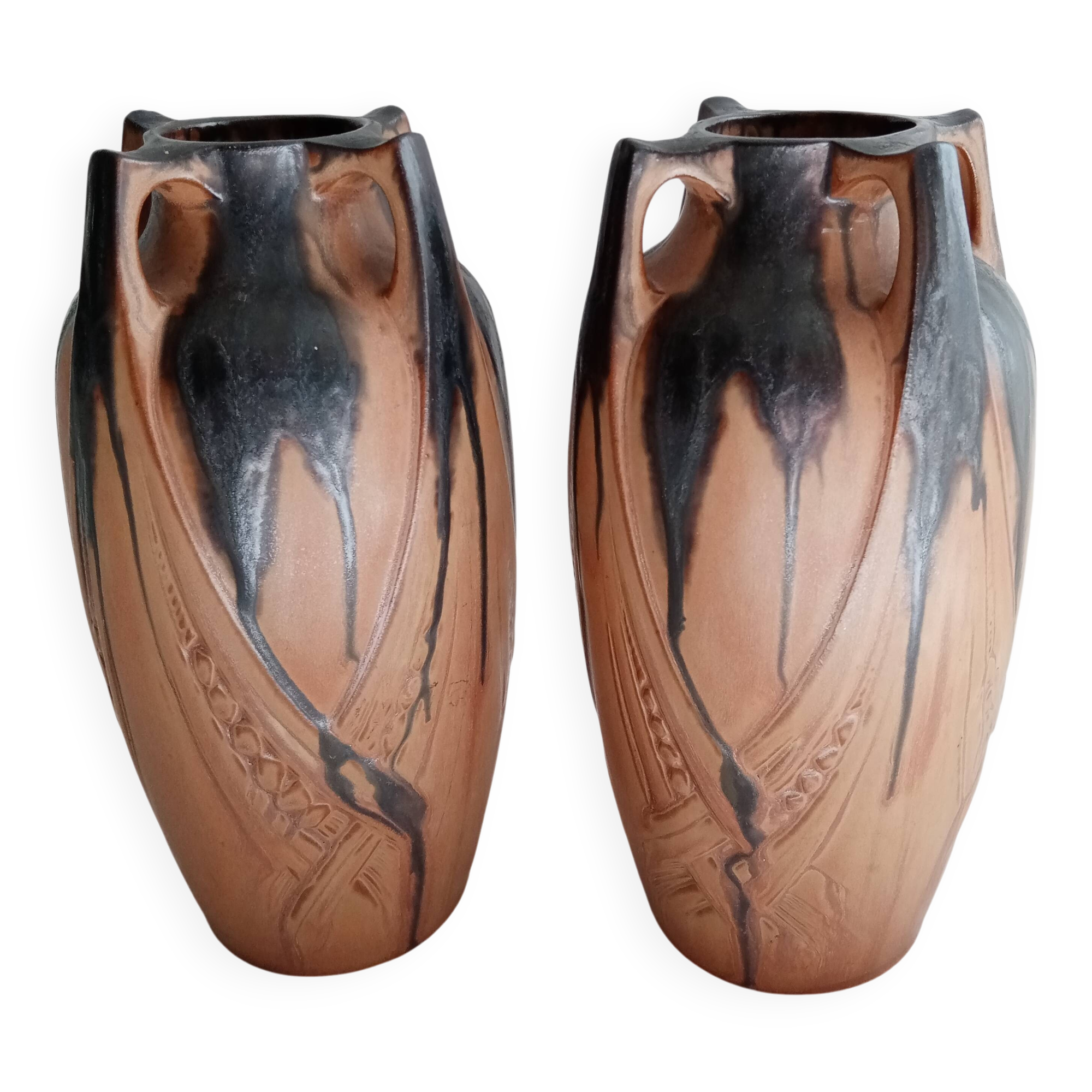 Pair of Art Deco vases signed Denbac