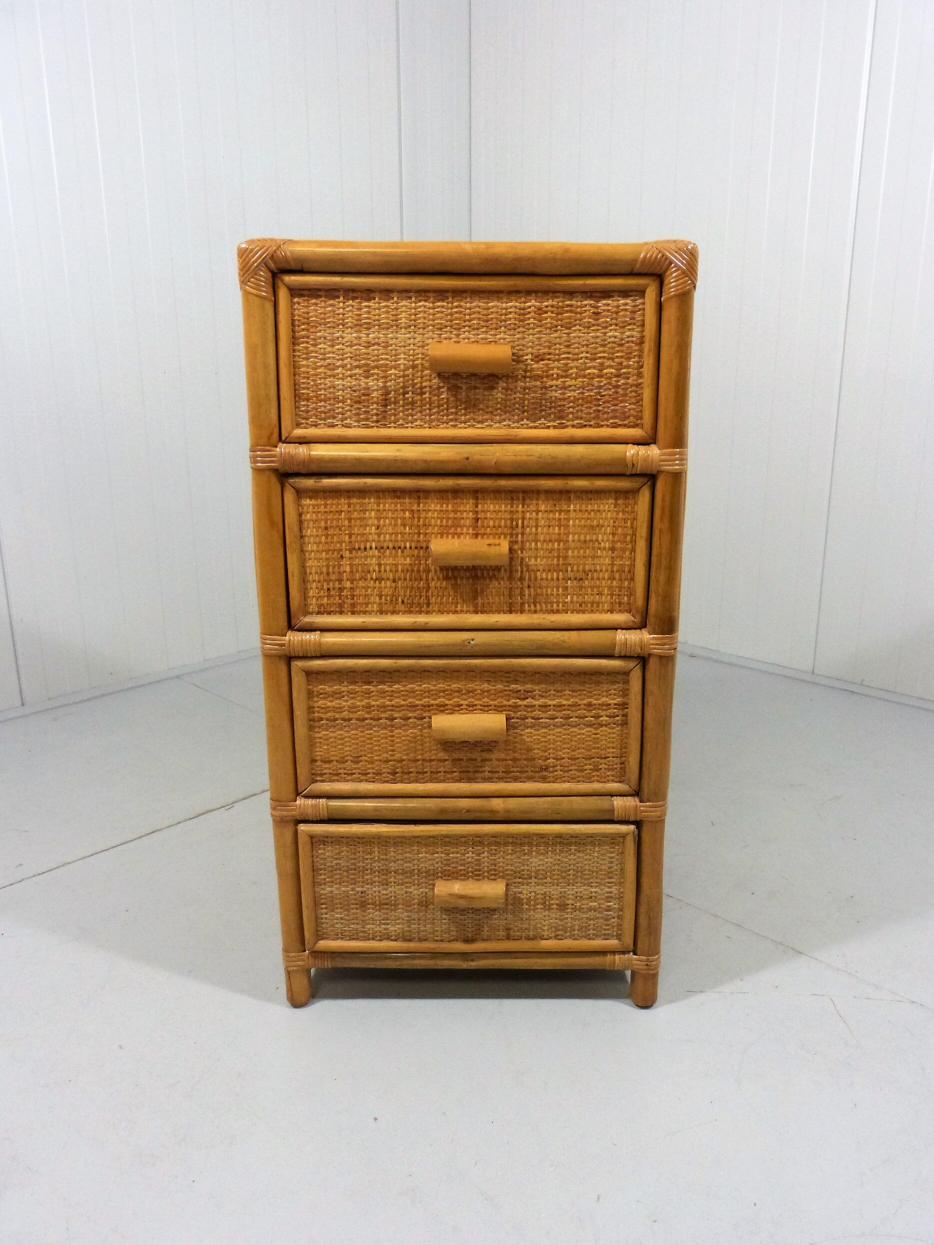 Rattan and wicker chest of drawers, 1970s