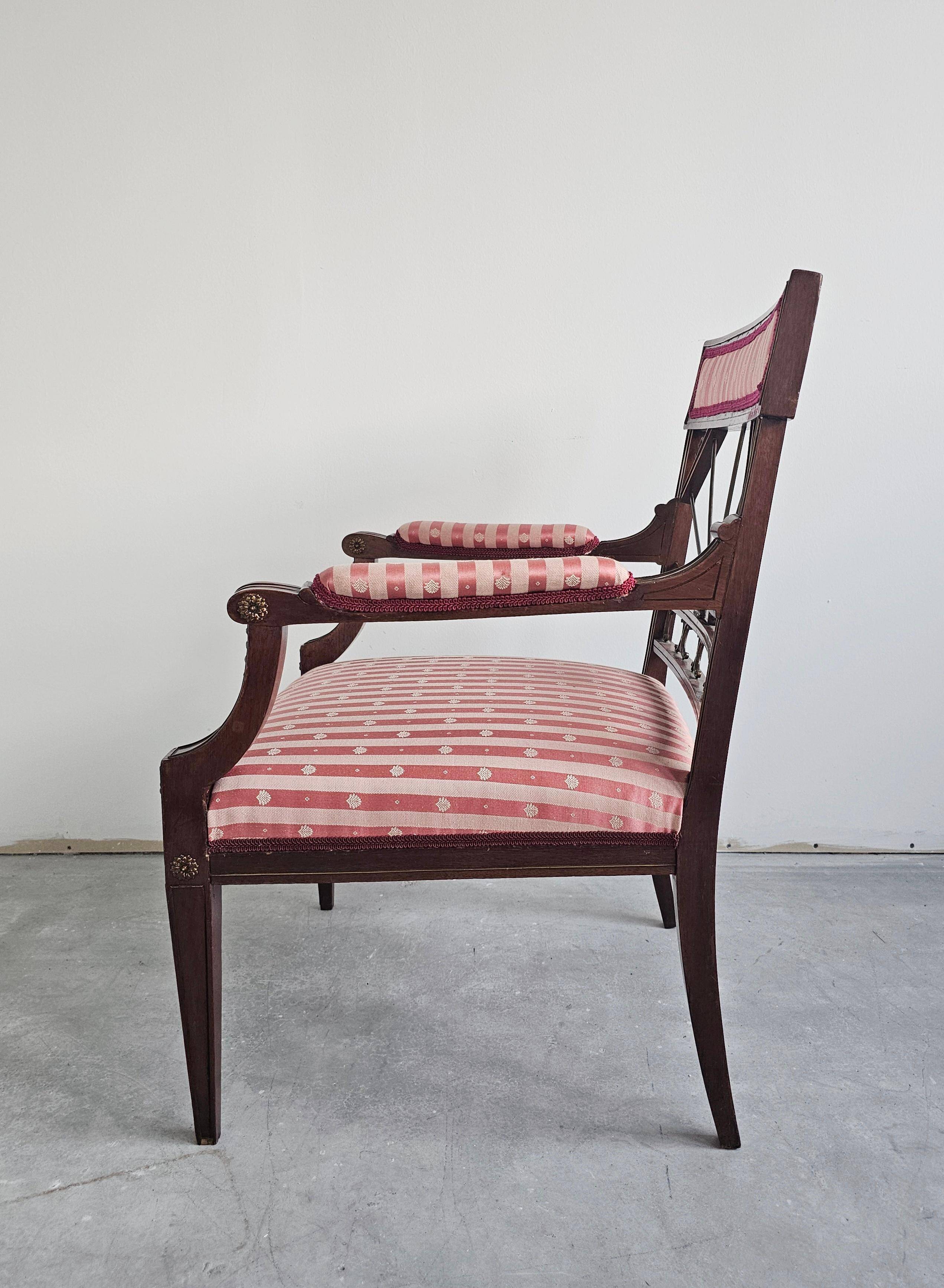 Fauteuil Empire Français en Acajou tapissé