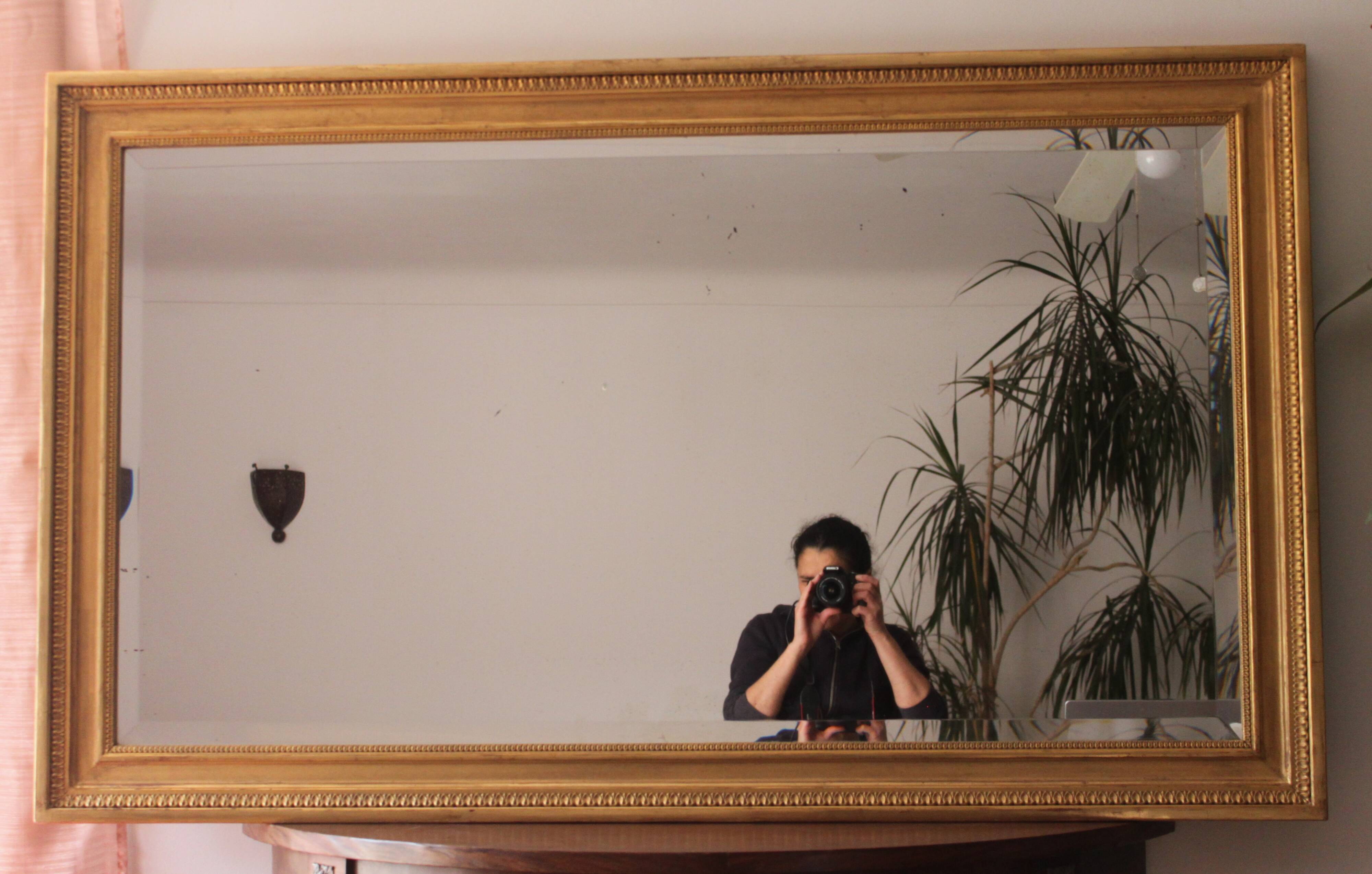 Large bevelled gold mirror