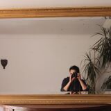 Large bevelled gold mirror