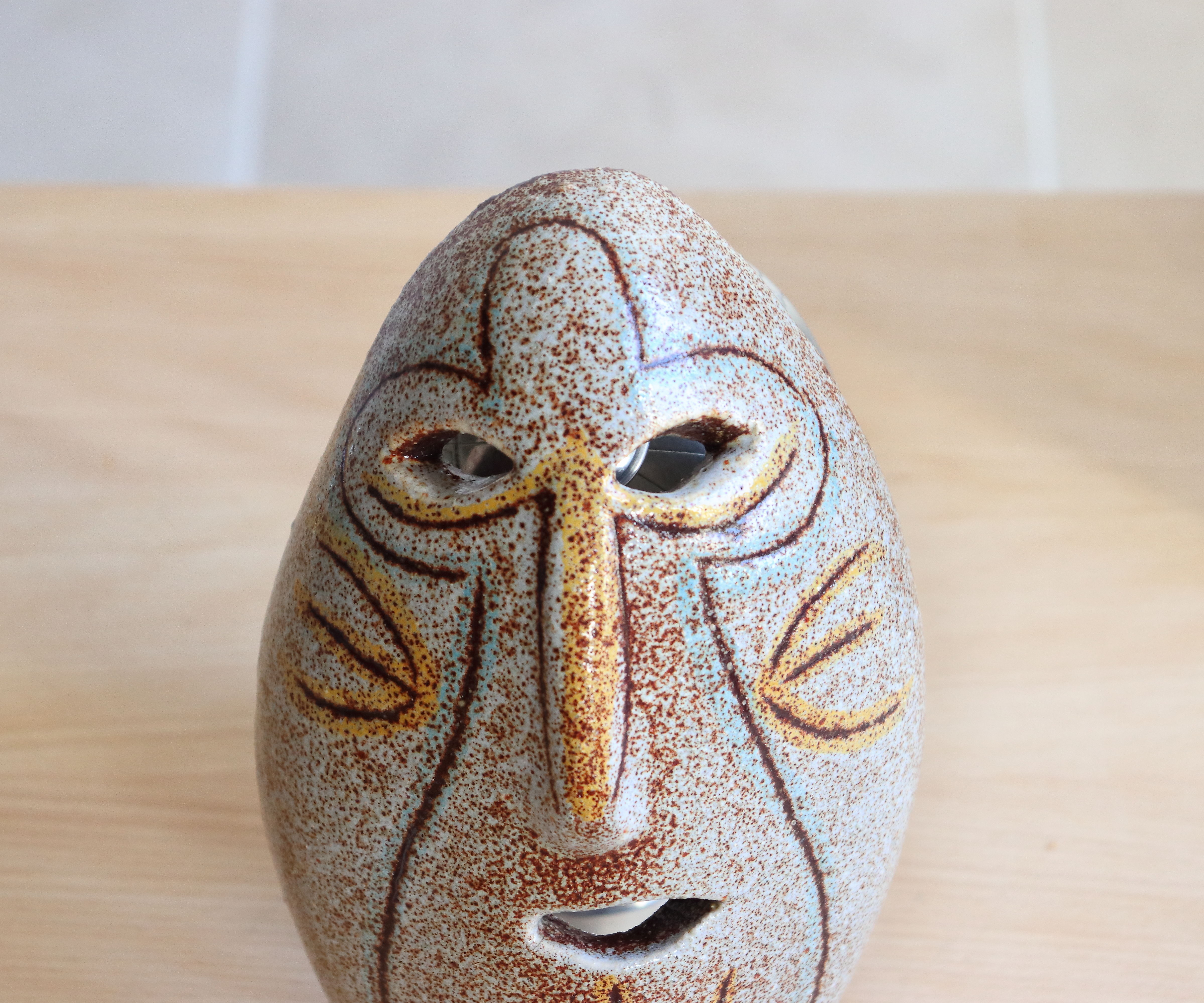 Ceramic wall mask Mayan mask from Accolay, 60s