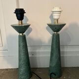 Paire de pieds de lampe en marbre vert