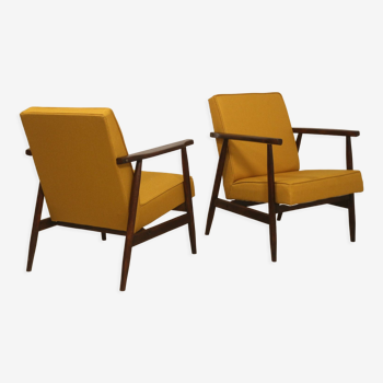 Pair of armchairs Henryk lily 300-190s 1970s yellow fabric