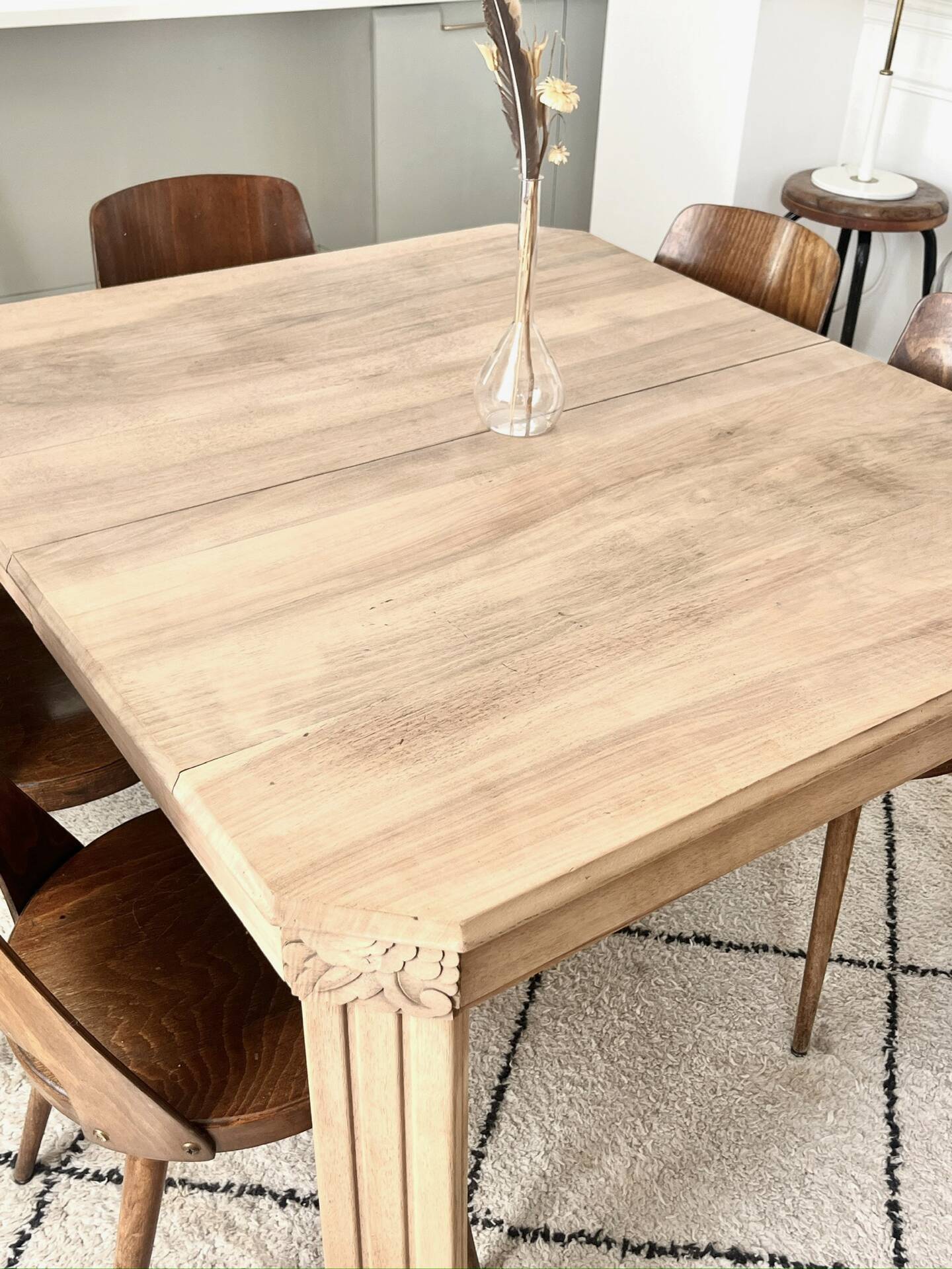 Art Deco dining table made of solid wood.