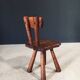 Rustic Alpine Hand-Carved Oak Chair, France, 1920s