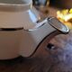 Art Deco teapot in white porcelain and platinum