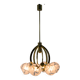 Brass and Glass 6-flamming Chandelier, 1980s