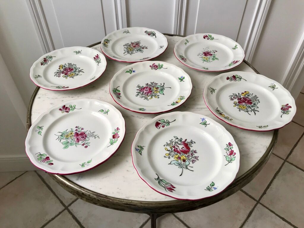 Set of 7 dessert plates Lunéville years 40 50