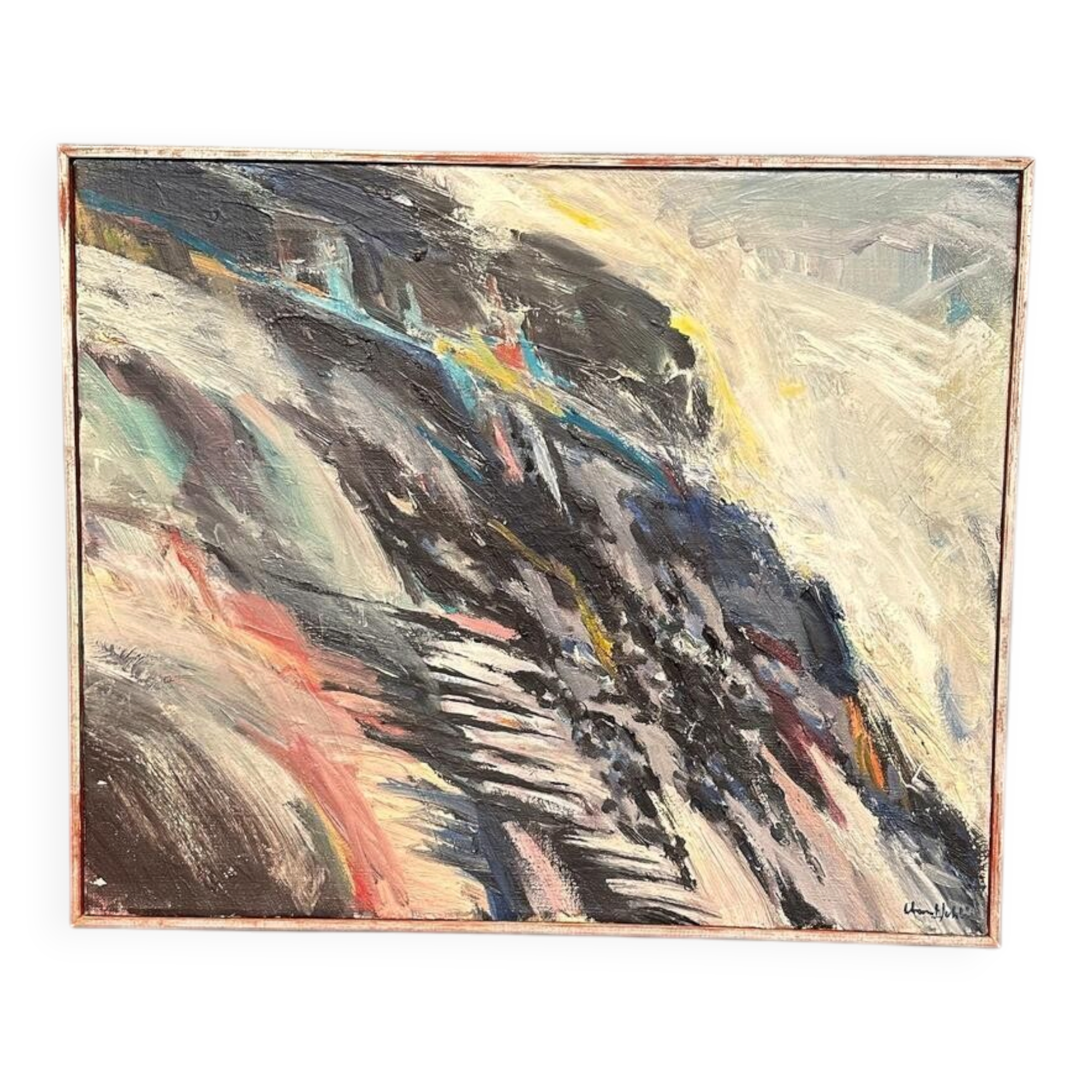 Original Swedish Oil On Canvas – “Abstract Landscape” By Chennet Juhlin – Signed – Vintage & Framed – 63 × 52 Cm (24.8" × 20.5")