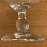 8 old red wine glasses with blown and bubbled glass walk