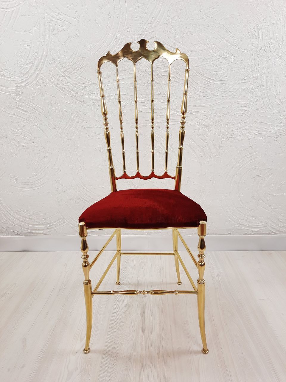 Pair of chiavarine chairs, brass