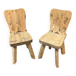 Paire de chaises en sapin