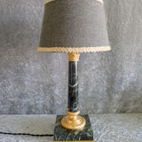Empire style bedside lamp in bronze and green marble