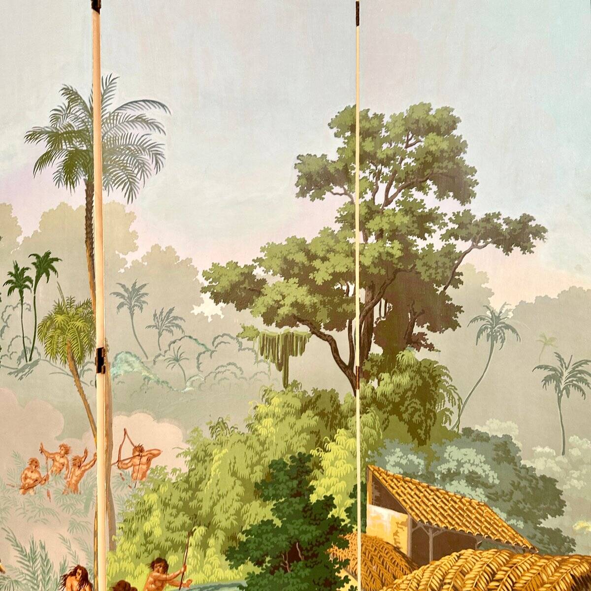 20th Century Four Panel Wallpaper Screen from Zuber, 1940s