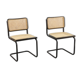 Pair of S32 Cantilever Chair by Marcel Breuer, Dark Edition, 1980s
