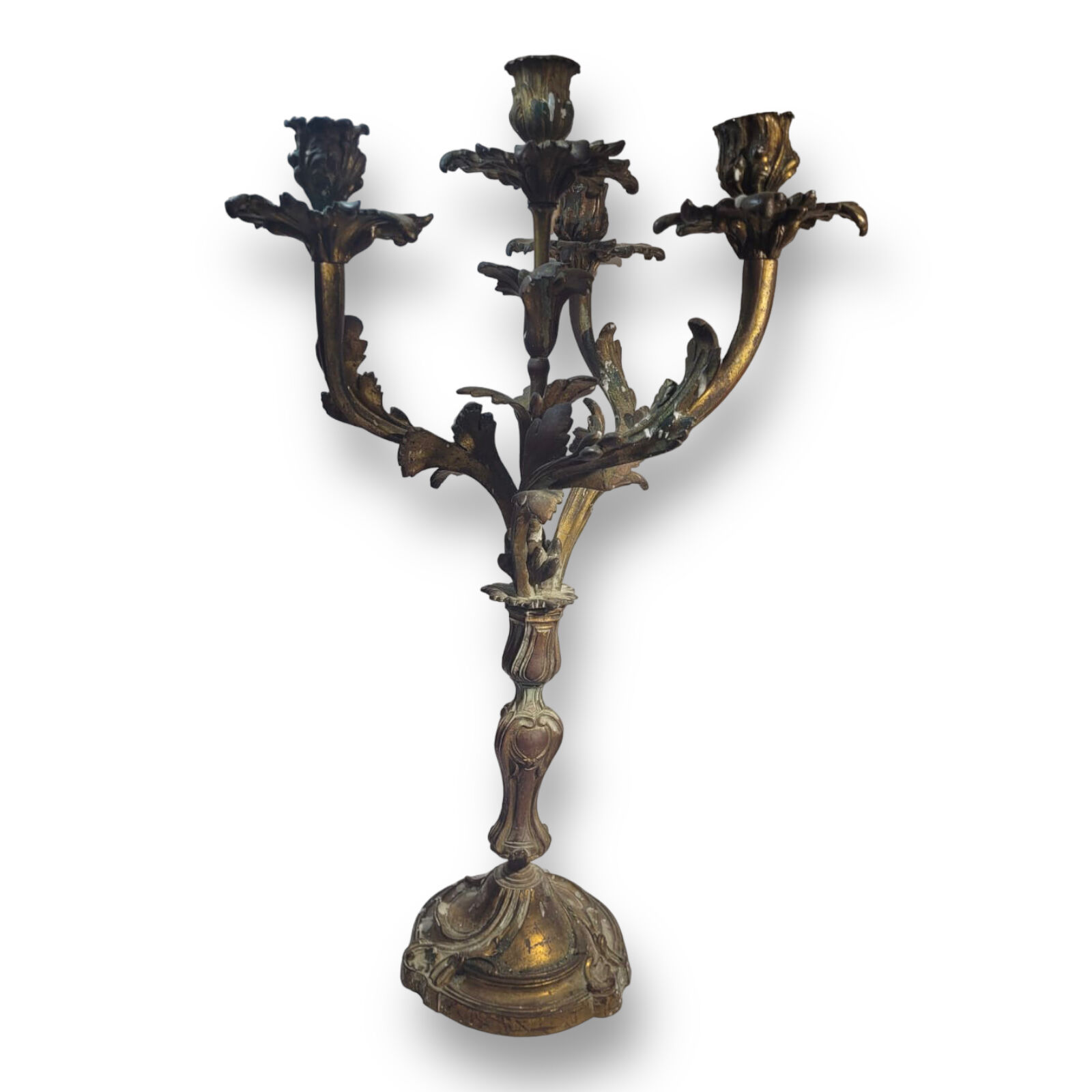 Candélabre en bronze doré
