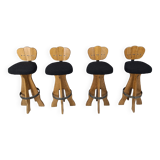 Set of 4 vintage brutalist bar stools, 1960s