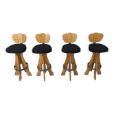 Set of 4 vintage brutalist bar stools, 1960s