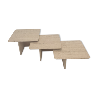 Set of 3 italian travertine nesting or coffee tables, 1980s